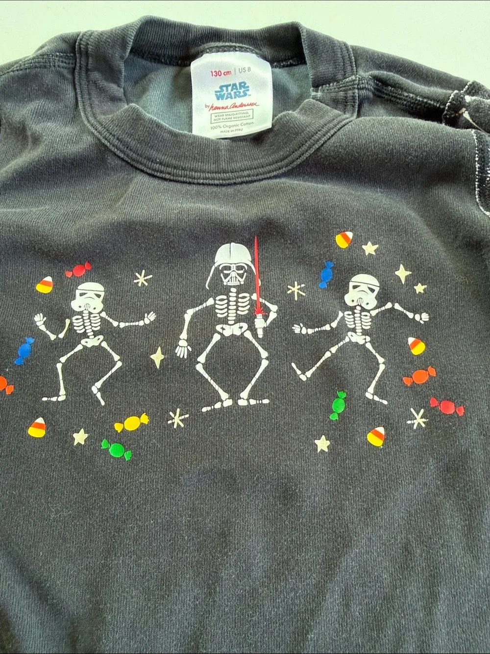 Hanna Andersson Black Long-Sleeve Skeleton Dance Pajama Top